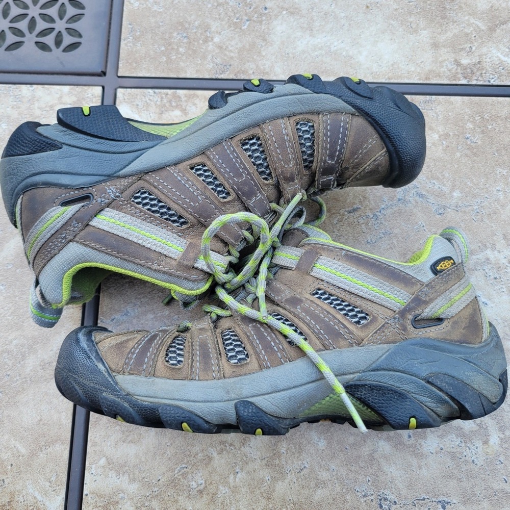 KEEN Voyageur Hiking Shoes Womens 6 Brown Lime Green Leather Mesh 1010141 - Picture 2 of 16